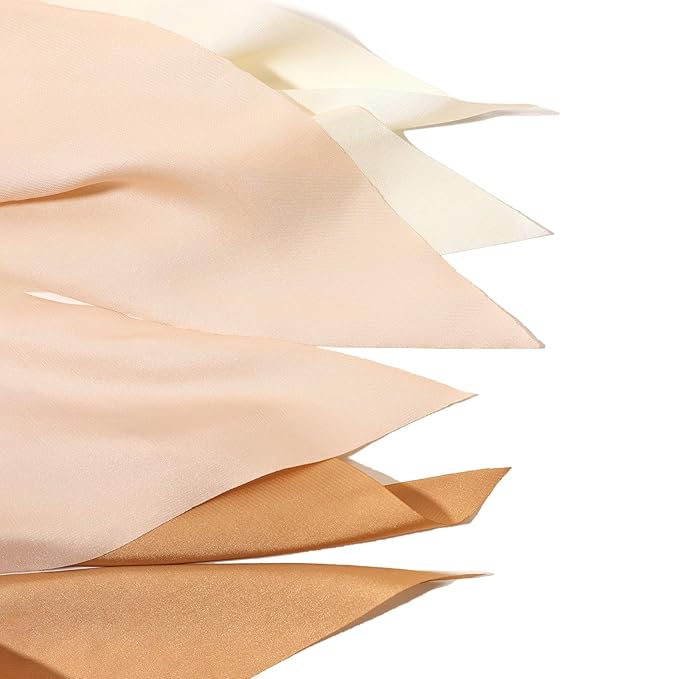 LFOUVRE 3PCS Hair Scarf Scruncheis for Women Knotted Bow Hair Ties Elastic Bands Satin Hair Ribbon Scrunchy Red Ponytail Holder for Women and Girls (Camel Apricot Ivory)