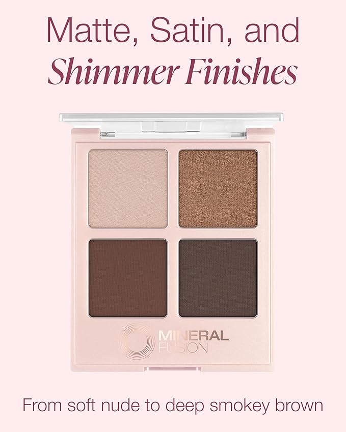 Mineral Fusion Eyeshadow Palette | Vegan Eye Makeup with Matte, Satin, and Shimmer Finishes | Natural, Lightweight Formula (Coffee Break)