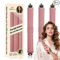 Overnight Heatless Hair Curler, Upgraded with Hair Pad Grippers Satin Jumbo Flexi Blowout Curls Rods, 3pcs No-Heat Styling Tools Curling Rod to Sleep in for All Hair Types - Dark Pink
