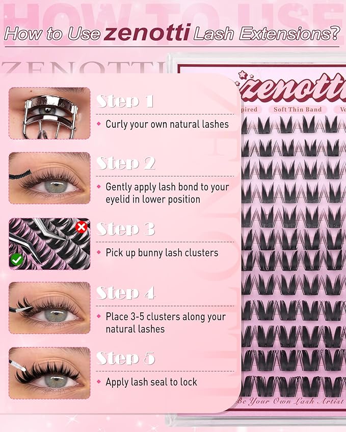 Bunny Lash Clusters Manga Eyelash Clusters Wispy Cluster Eyelash Extensions Anime Fairy Individual Lashes Cluster with Spikes Wet Look Lash Extensions 8-16mm by zenotti