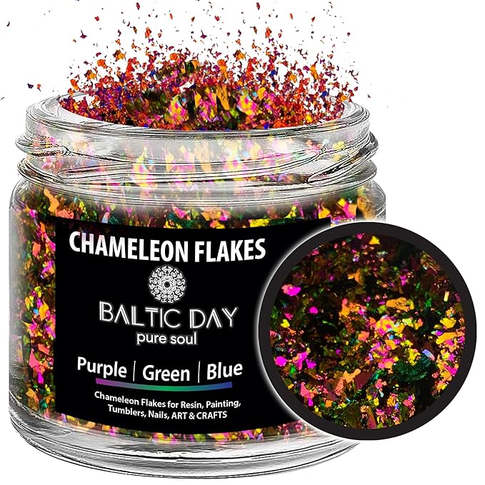 Chameleon Flakes for Resin [ Purple | Green | Blue ] - Color Shift Mica Pigment Powder for Epoxy Resin - Chrome Flakes for Tumblers, Molds, Nail Art, Eyeshadow, Makeup