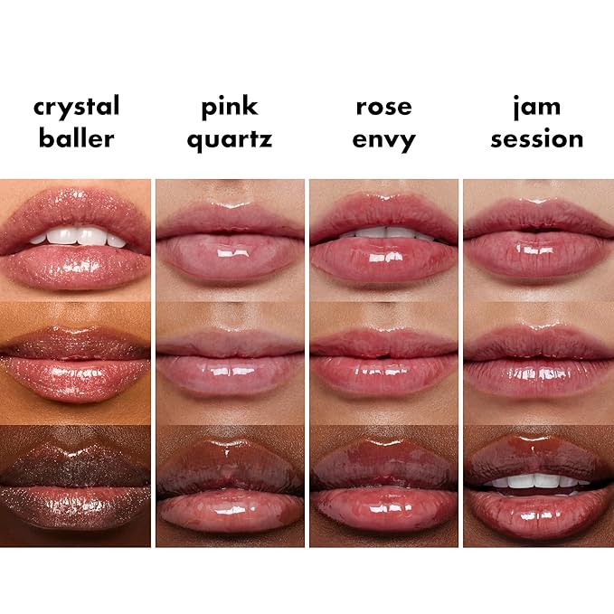 e.l.f. Glow Reviver Quad Goals Lip Oil Kit, 4 Hydrating, Non-Sticky Glossy Tinted Lip Oils, Lip Gloss Set, Moisturizing Lip Care, Vegan & Cruelty-Free