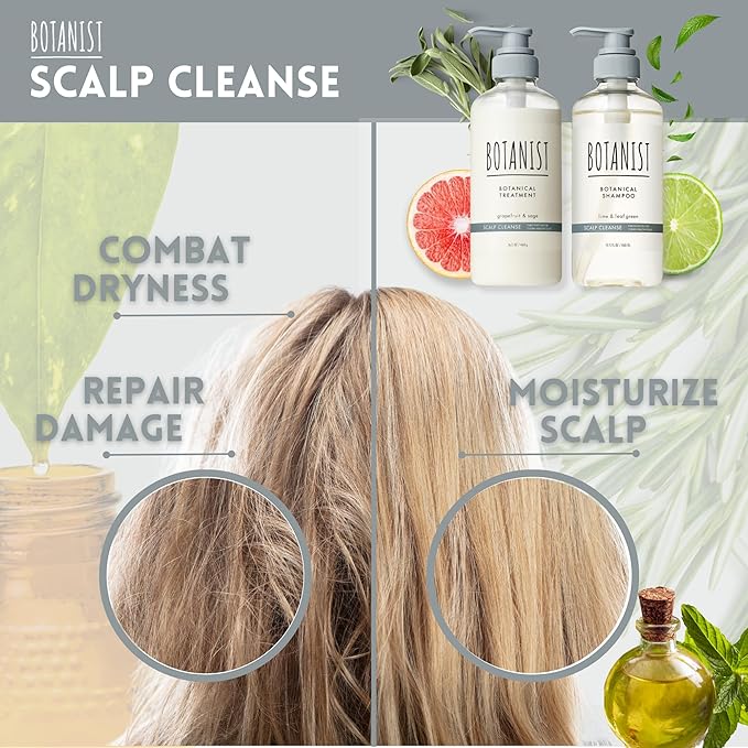 BOTANIST Itchy Scalp Shampoo and Conditioner for Women, Hypoallergenic & Sensitive Scalp Shampoo and Conditioner for Dry Scalp with Jojoba Oil, Japanese Sulfate& Paraben Free 31.7Fl Oz SCALP CLEANSE