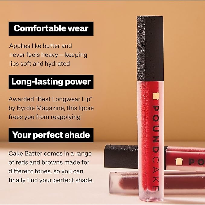 Pound Cake Cake Batter Liquid Lipstick – Long-Lasting, Semi-Matte Liquid Lipstick – Hydrating, High-Pigment Lip Stain with Avocado Oil – Shades for All Skin Tones – 0.13 oz, (Gingerbread)