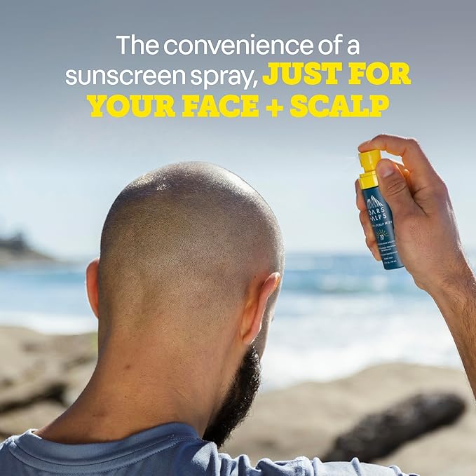Oars + Alps Face & Scalp Sunscreen Spray Mist, SPF 35 Facial & Hair Sunscreen, Water & Sweat Resistant, Infused with Aloe Vera + Cucumber, Summer Splash Scent, 1.5oz