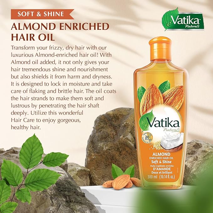 Dabur Hair Oil, Natural Moisturizing, Strengthening Serum for Healthy Scalp, Nourishing Hair Oil for Soft, Manageable, Smooth & Silky Hair From Root to Tip (Almond, 10.14 fl Oz)