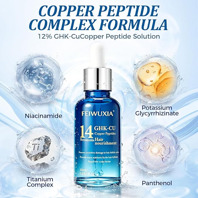 GHK-Cu Peptide Hair Serum, Copper Peptides for Hair Growth, Lightweight Scalp Serum for Thinning Hair, Non-Greasy GHK-Cu Peptide Hair Support for Men and Women