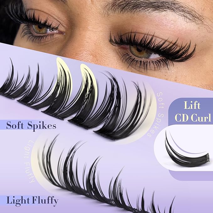 TOOCHUNAG Manga Lashes Clusters Bunny Cluster Eyelash Extensions 10-16mm Wispy Fairy Cluster Lashes Extension with Bottom Lash Clusters Clear Band False Eyelashes