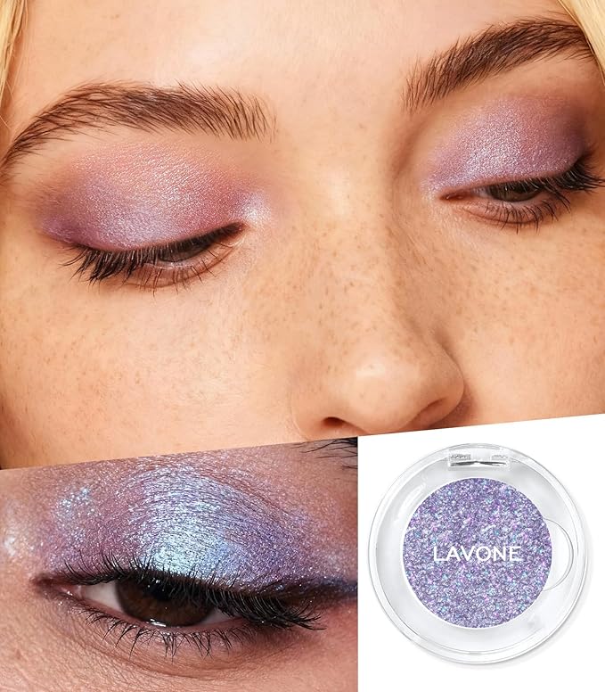 LAVONE Multichrome Eyeshadow, Iridescent Blue-Purple-Gold Eyeshadow Powder, Multidimensional Sparkle with One-Swipe Color, Highly Pigmented, Smooth Non-Falling