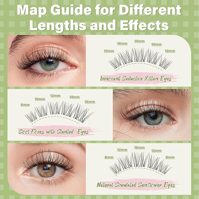 KEYYOU Venus Lash Clusters C Curl Fairy Lash Extension Eyelash Extension Wispy Natural Invisible Band Lash with Waterproof DIY Lash Extension at Home(Venus-C-14MM)