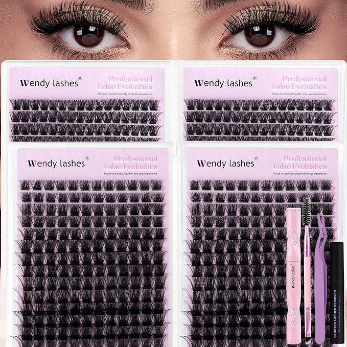 Wispy Lash Clusters Kit Packs: Wendy, 784Pcs, C3, C3, C9, C9, Natural, Volume, Soft, DIY Eyelash, C Curl, 10-18mm Mixed, Individual, Fake Lashes, Bulk Pack