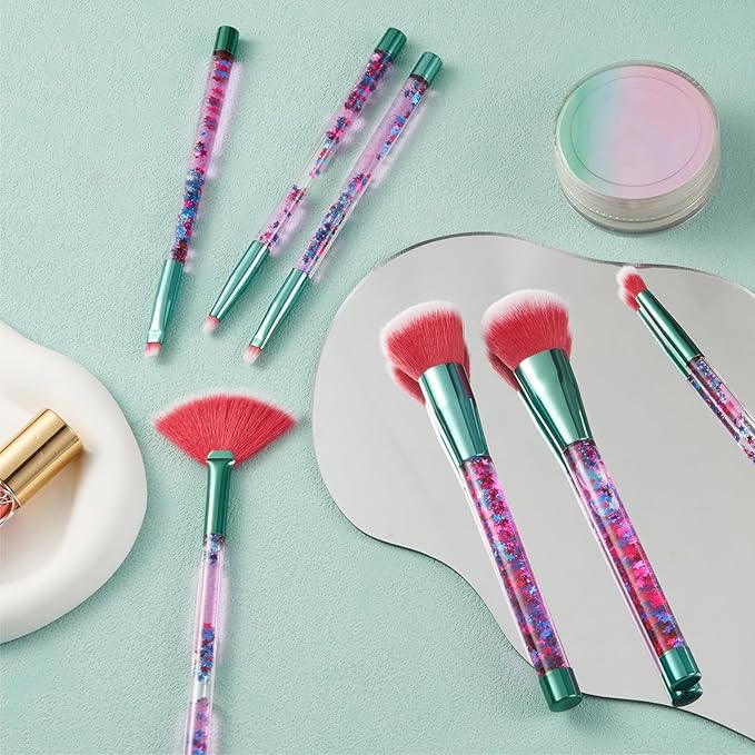 Unicorn Makeup Brush for Girls,Foundation Fan Cute Eye Makeup Brushes Set with Case for Girls Teens Gift Present