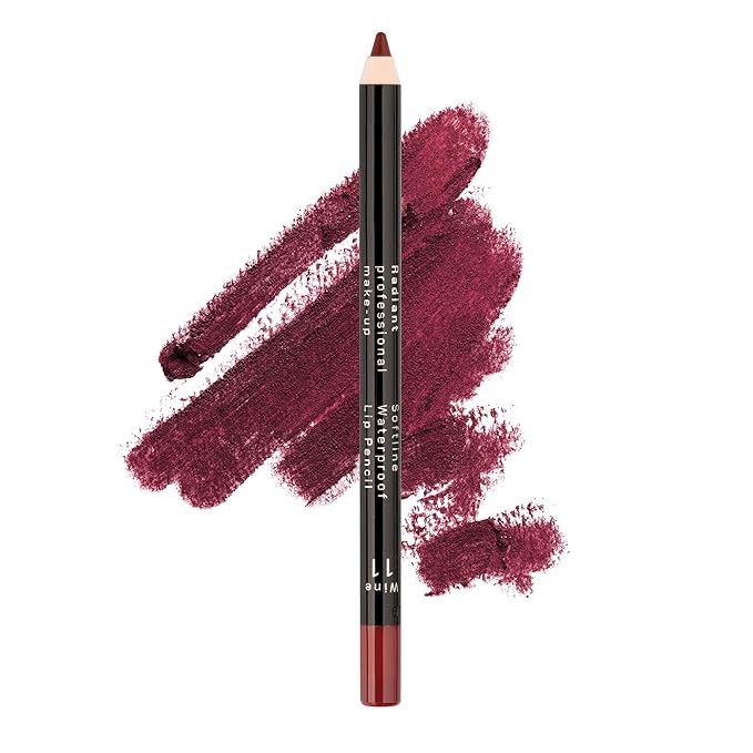 Radiant Professional Waterproof Lip Liner Pencil – Long Lasting, Creamy & Highly Pigmented Lipliner with Vitamin E & Jojoba Oil – Smudge-Proof, Smooth Lip Contour, 1.20 g (11 WINE)