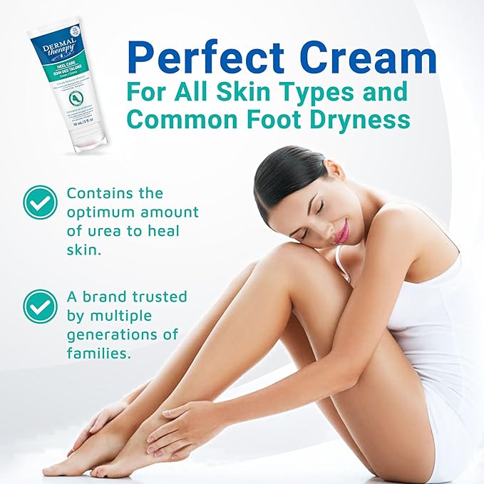 Dermal Therapy - Heel Care Cream, Foot Cream for Dry Cracked Heels, Intense Foot Moisturizer with Urea and AHA, Foot Lotion and Feet Exfoliator with Non-Greasy Formula, 3 o.z.