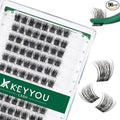 Lash Clusters 96pcs Individual Lashes D Curl 10mm Cluster Lashes KEYYOU Volume Wispy Lash Extension Soft&Comfortable Easy DIY at Home(Y11 D-10mm)