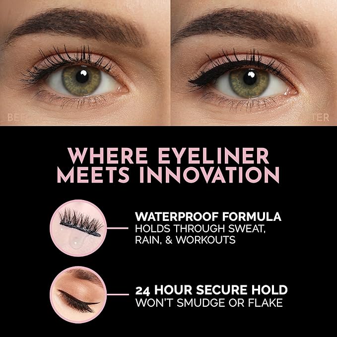 Luxillia Magnetic Eyeliner for Magnetic Eyelashes, Upgraded Strongest Hold, Most Natural Look, Waterproof, Smudge Proof Liquid Liner (Pack of 2) (BLACK & BROWN)