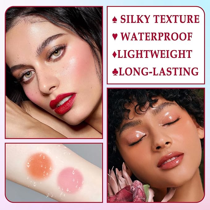 3 Colors Blush Stick,Solid Cream Blush,Multi-Use Highlighter Blush Stick for Cheeks,Lips and Eye,High Pigmented Blush Makeup Stick Set C