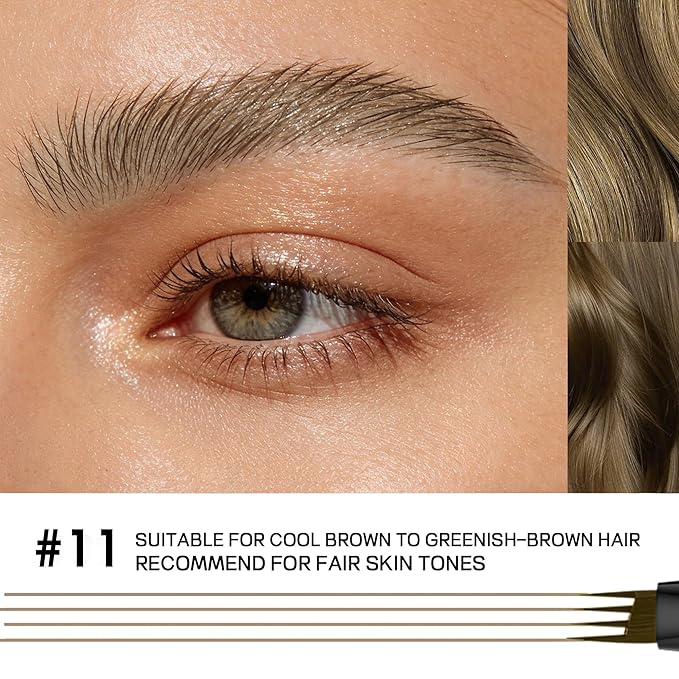 2 Pack 4-Tip Microblading Eyebrow Pen with 2 Brow Brushes, Waterproof Vegan Formula Eyebrow Pencils for Women to Effortlessly Create Natural Hair-Like Strokes, All-Day Wear (Taupe)