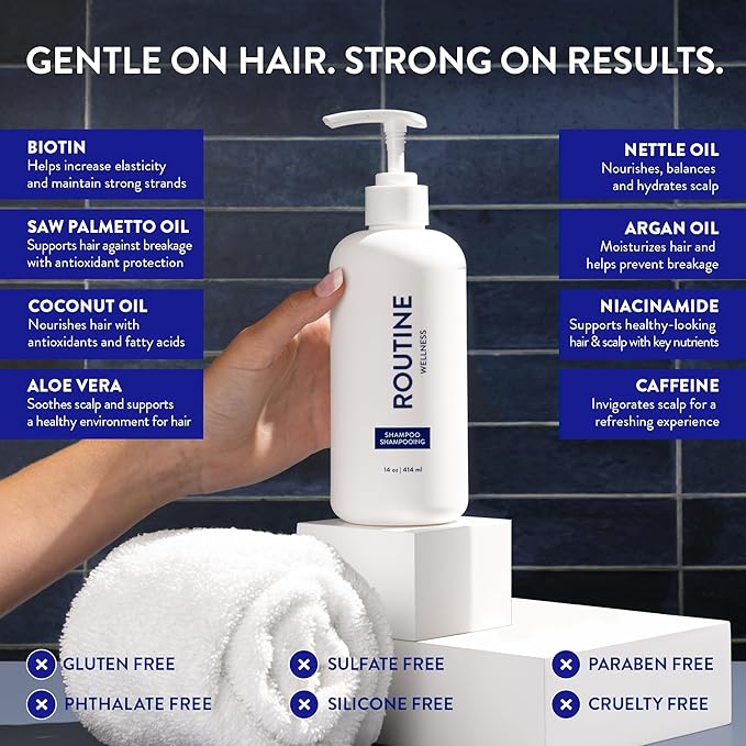 Routine Wellness Anti-Thinning Volumizing Shampoo for Thinning Hair & Hair Loss - Grow Your Confidence with Biotin & DHT Blockers - 14 oz Magnolia & Fresh Rain
