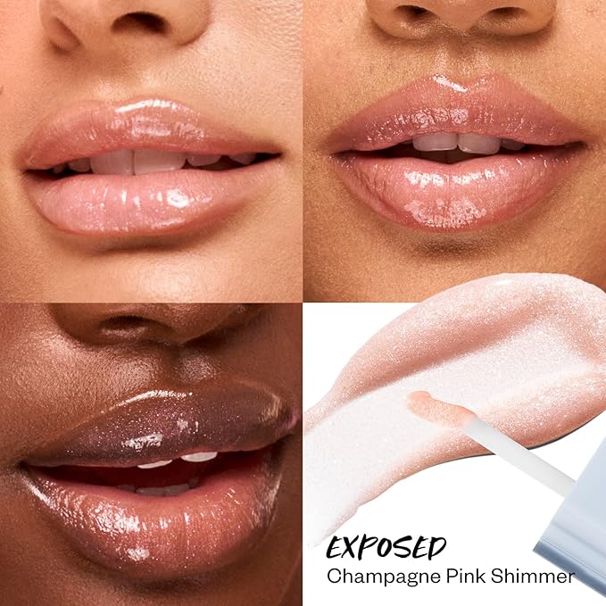 Kosas Wet Lip Oil Gloss - Hydrating Lip Plumping Treatment with Hyaluronic Acid & Peptides, Non-Sticky Finish (Exposed)