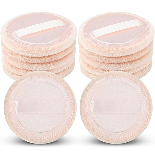 12 Pieces Face Powder Puffs Cotton Makeup Pads Soft Compact Puffs for Loose Setting Pressed Powder, 2.36 Inch (Beige)