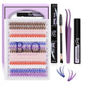 B&Q 280PCS Colored & Rainbow False Eyelashes Kit, 6 Vibrant Colors DIY Volume Lashes, Includes Lash Glue & Remover, Professional Cluster Lashes for Party, Stage, Cosplay, Festival Makeup