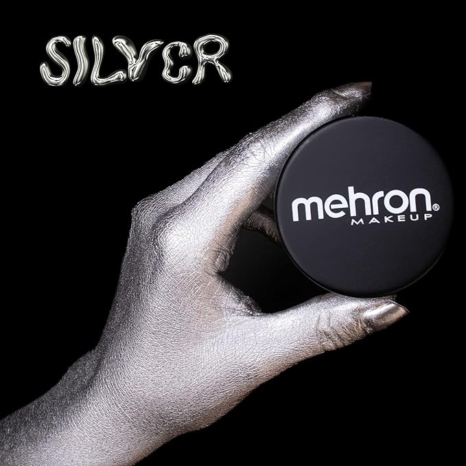 Mehron Makeup Artist Pigment – Metallic FX Powder | Metallic Powder Pigment for Face & Body Paint, Eyeshadow & Eyeliner, Cosplay .15 oz (4.1 g) (Silver) | Made in the USA