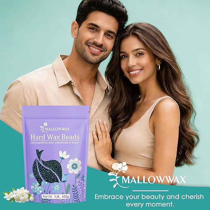 Mallowwax Hard Wax Beads, 1lb Low Temp Stripless Wax For Sensitive Skin, For Coarse And Short Hair, Bikini, Underarms, Legs And Body