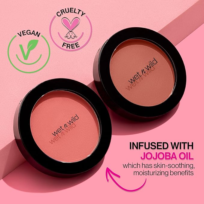 wet n wild Color Icon Blush, Effortless Matte Natural Sheer Glow & Seamless Blend, Luxuriously Infused Smooth Jojoba Oil, Cruelty-Free & Vegan - Pearlescent Pink