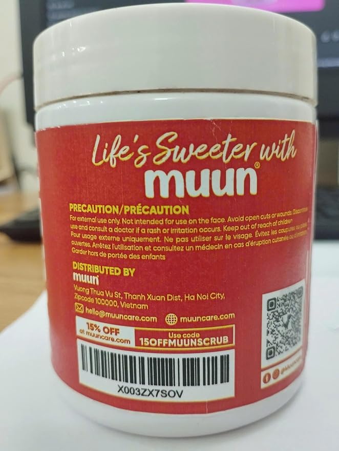 Muun Bikini Area Exfoliator, 2% Kojic Acid Vitamin C & 7% AHA/BHA Even Skin Tone & Ingrown Hair - Underarm Scrub - Radian, Smoothe & Soften Body Scrub