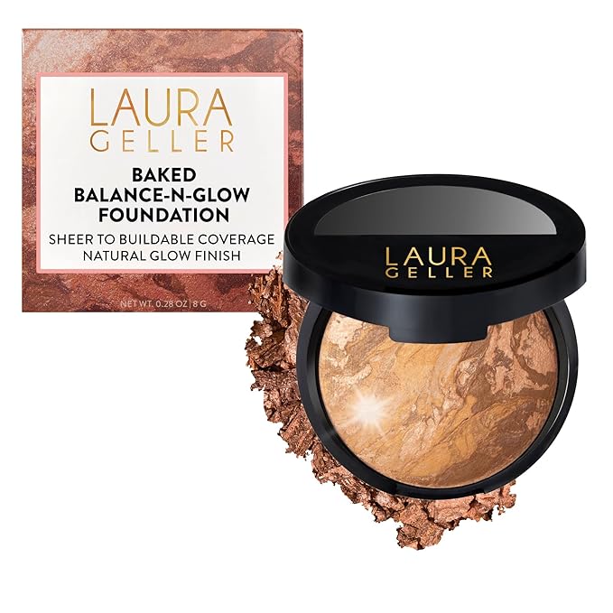 LAURA GELLER NEW YORK Baked Balance-N-Glow Illuminating Foundation - Tan - Buildable Sheer to Light Coverage - Satin Finish