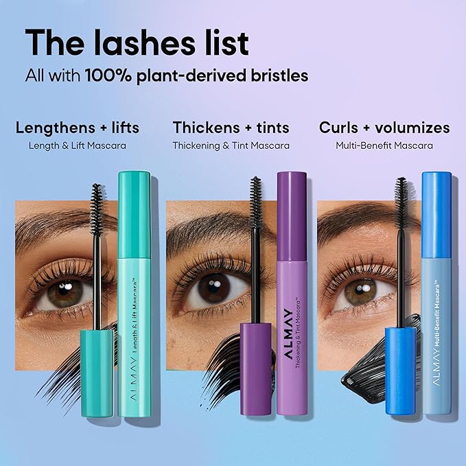 Almay Lengthening Mascara, Volume & Lift, Eye Makeup, Hypoallergenic and Fragrance Free (Packaging May Vary), 040 Waterproof Black, 0.24 fl oz
