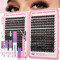Manga Lash Clusters Kit, 392 Pcs Fluffy Eyelash Clusters Extensions 120D+120D D Curl Individual Wispy False Eyelashes Kit with Lash Bond, Lash Remover, Lash Tweezers, Lash Brush(Lash Clusters10-18mm)