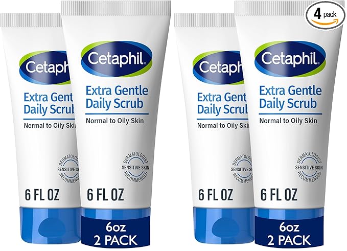 Cetaphil Exfoliating Face Wash,Extra Gentle Daily Face Scrub,Gently Exfoliates & Cleanses,For All Skin Types,Non-Irritating & Hypoallergenic,Suitable For Sensitive Skin,6 Fl Oz,(Pack of 4)
