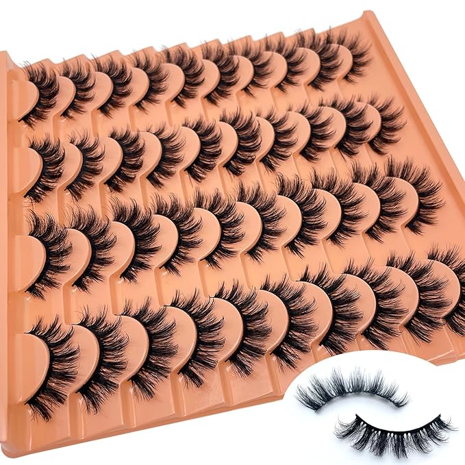 Fluffy Lashes Wispy Cat Eye Faux Mink Eyelashes C Curl 3D EyeLash Natural Look Cateye Lash Strips 16mm Long False Eyelashes Pack YH301