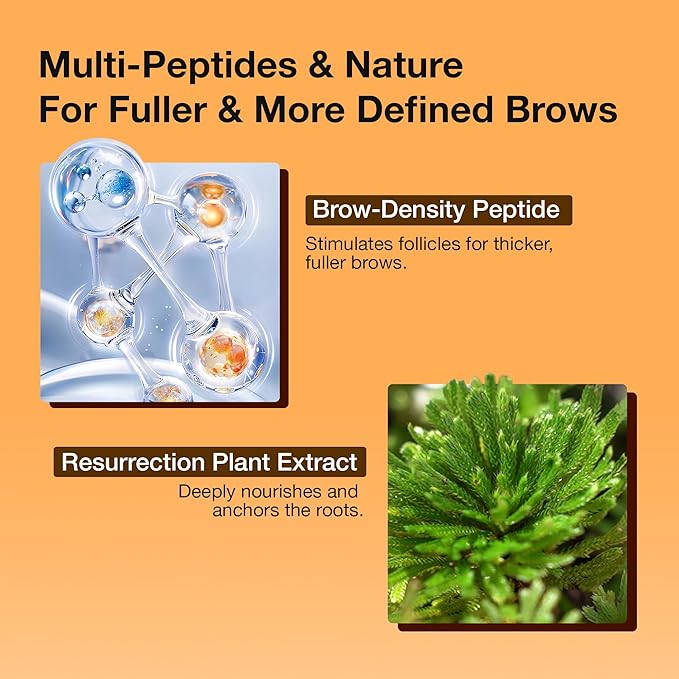 Eyebrow Enhance Serum with 5 Peptides & Resurrection Plant, Supports Fuller, Healthier-Looking Brows, Roll-On for Brows & Hairline, 8ml for Men & Women