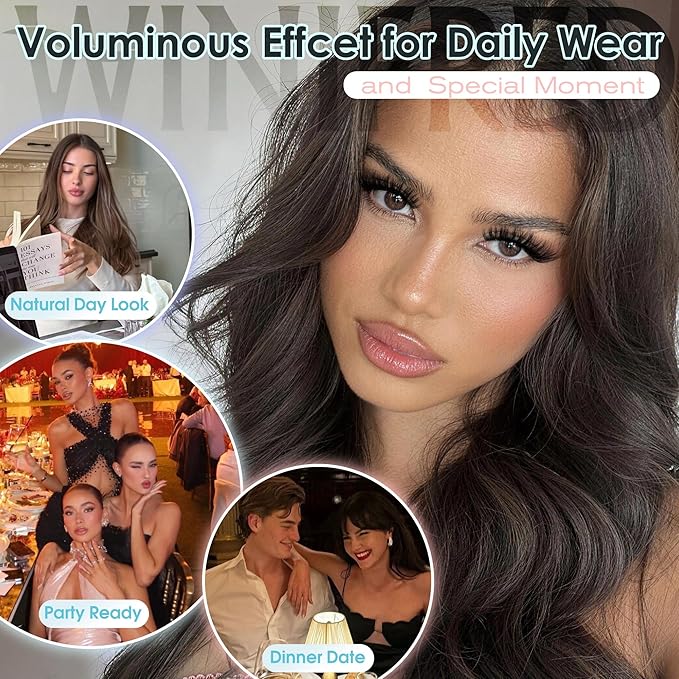 Winifred Natural Fluffy Lash Clusters 3D Wispy Cluster Eyelash Extensions Medium Volume Lashes DIY Eyelash Clusters 10-16mm Wide Band Lash Extensions Lightweight Hyrid Faux Mink Individual Lashes