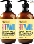 Rice Water Shampoo and Conditioner Set - Sulfate Free Formula for Fine Hair Women and Men - Volumizing and Thickening Formula for Thinning Strands - 16 Fl Oz (Set of 2)