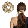 ZLYC 100% Mulberry Silk Hair Tie Scrunchie 19 Momme Gentle Creaseless Dent-Free Ponytail Holder for Women, 6cm Solid Oatmeal