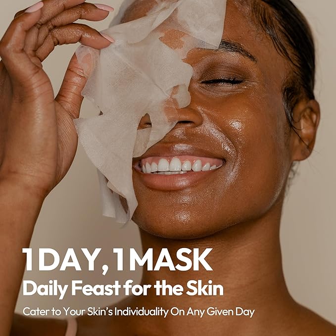 LAPCOS Daily Sheet Mask Variety Pack 7+1 (Version 1) - K Beauty Face Masks to Hydrate, Clarify, Nourish, Gently Exfoliate & Renew Skin - Highly Breathable Sheet & Pads - Korean Skin Care (Pack of 8)