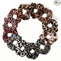 12 Pcs Scrunchies for Women, Girls Velvet Bulk Hair Scrunchie, Elastic Soft Ponytail Holder Hair Ties, Classic Hair Bands Perfect for Girls Hair Accessories(Leopard Print)