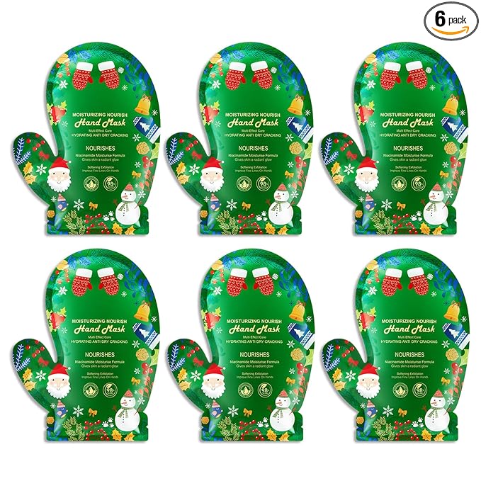 Hydrating Hand Masks, 6PCS Hand Mask Moisturizing Gloves for Men Women, Smooth Long Lasting Soft Exfoliating Hand Peeling Spa Mask Moisturizer Beauty Gift Set for Dry Cracked Rough Dull Hands（O)