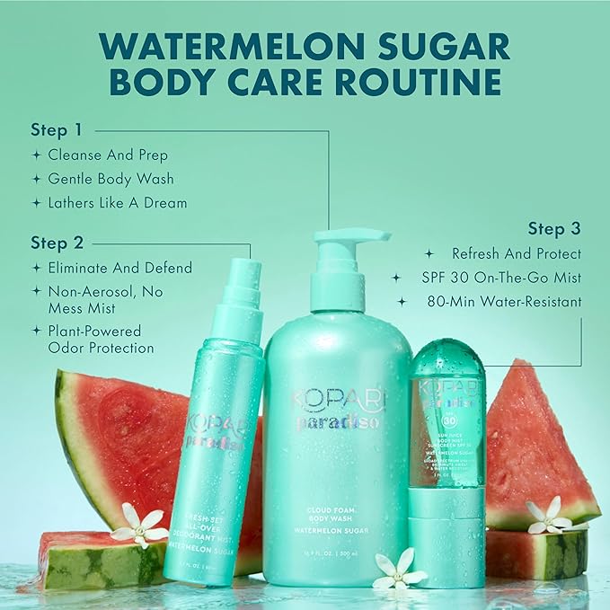 Kopari Paradiso Sun Juice SPF 30 Body Mist – Watermelon Sugar | Clear Non-Sticky Broad-Spectrum Sunscreen Mist, 80-Min Water-Resistant