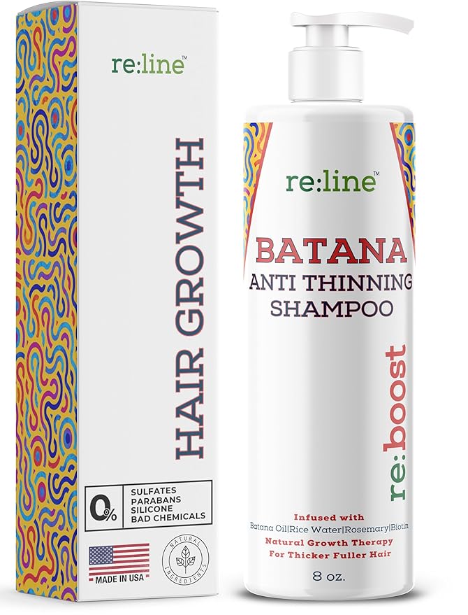 Batana Oil Shampoo for Hair Growth & Thickness - Thickening Shampoo for Thinning Hair for Women & Men with Biotin Rosemary Saw Palmetto & Rice Water - Color Safe, Sulfate & Paraben Free - 8 Fl Oz