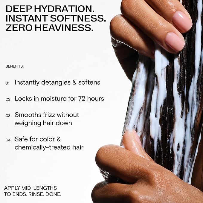 Korean Hydrating Conditioner for Dry Damaged Color Treated Hair - Detangling Deep Conditioner for Women, Rice Ferment, Hyaluronic Acid, Shea Butter, Curly, Wavy, Sulfate Free, Color Safe