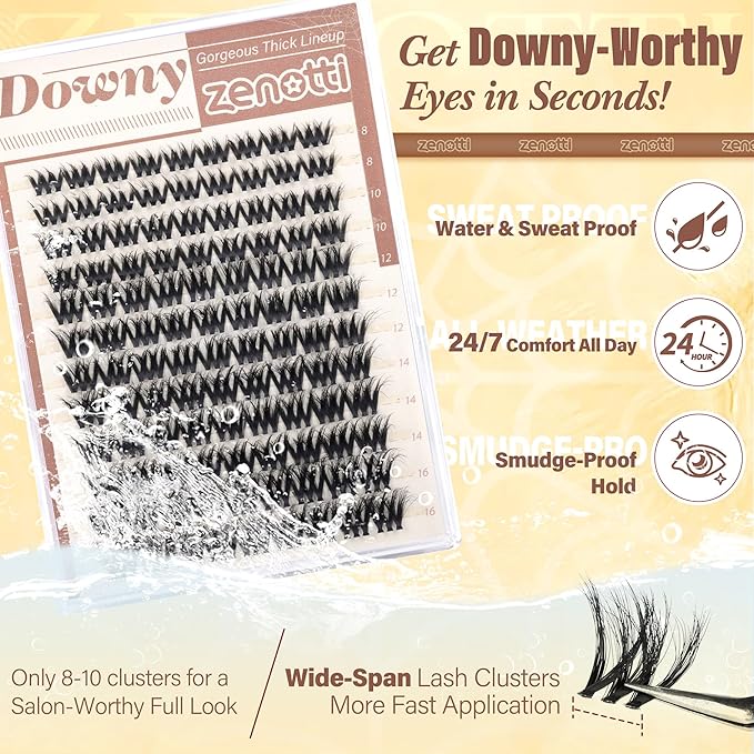 Downy Lash Clusters Fluffy Volume Eyelash Clusters Wispy Cluster Eyelash Extensions Flaunt Mink Lash Extensions with Invisible Band D Curly Individual Lashes 8-16mm DIY Lashes for Flawless Look