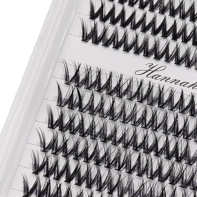 12rows-Large Tray Mixed 8-10-12-14-16mm/Mixed 14-15-16mm/Mixed14mm-16mm/Mixed 18-20mm Wide Stem Individual False Eyelashes Dramatic Black Cluster Eyelashes (MY009-10-12MM)