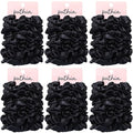 Satin Scrunchies for Women, Girls & Kids 60 Bulk Pack, Silk Hair Ties No Damage, Black Scrunchie for Sleeping, Silky Ponytail Holders Scrunchy for Thick, Curly, Medium, Thin, Fine Hair Non Slip