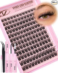Spider Lashes Kit Natural Lash Clusters Kit Wispy Clusters Eyelash Extensions Fluffy Eyelash Clusters Kit Spikes Individual Lashes C-Curl Lashes Clusters Fairy Lash Extension Kit with Brush 8-16MM