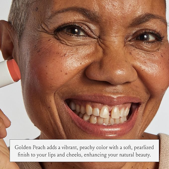 Boomstick Gloden Peach® - Warm, Coral-Peach Blush Stick and Lipstick - Multistick, Vegan, Makeup for Older Women and Mature Skin Boom Stick By Cindy Joseph